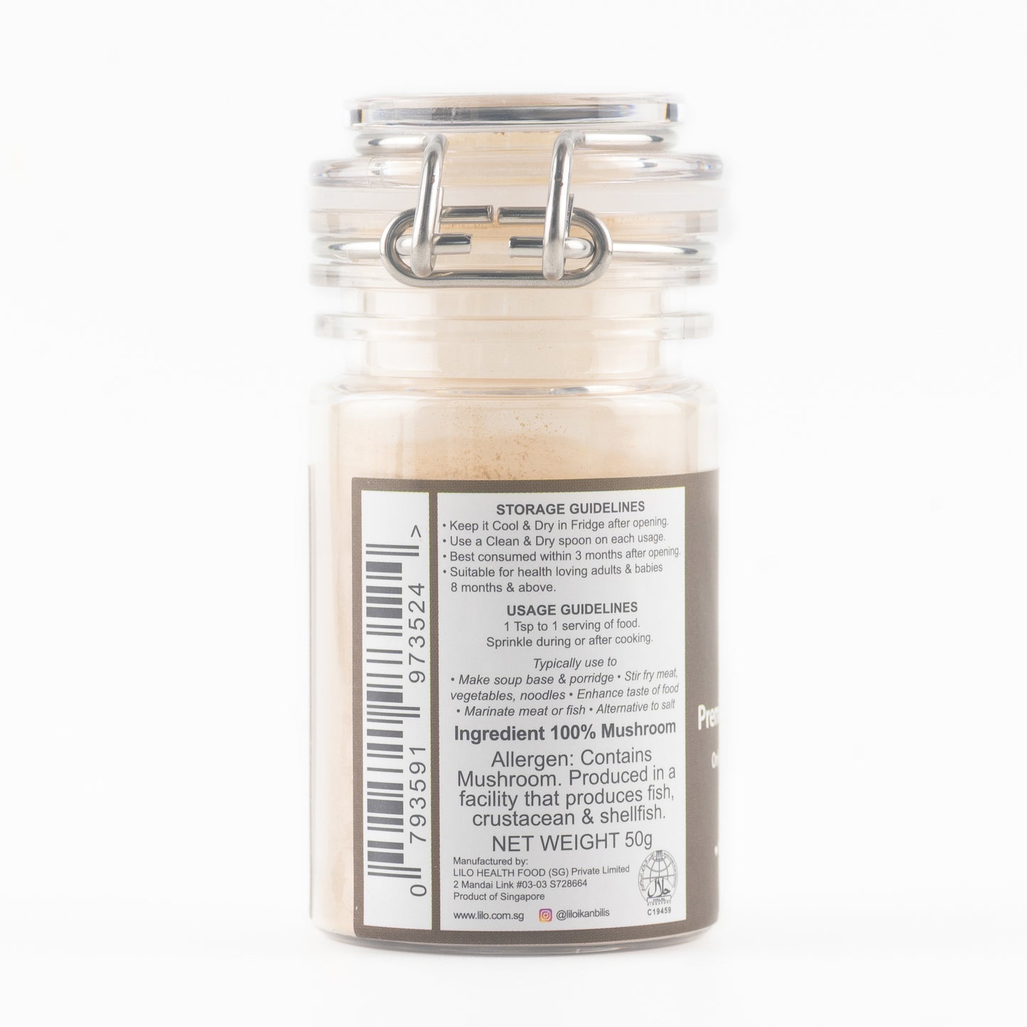 Mushroom Powder Bottle 50grams - Lilo Premium Series - Lilo Premium Ikan Bilis Powder