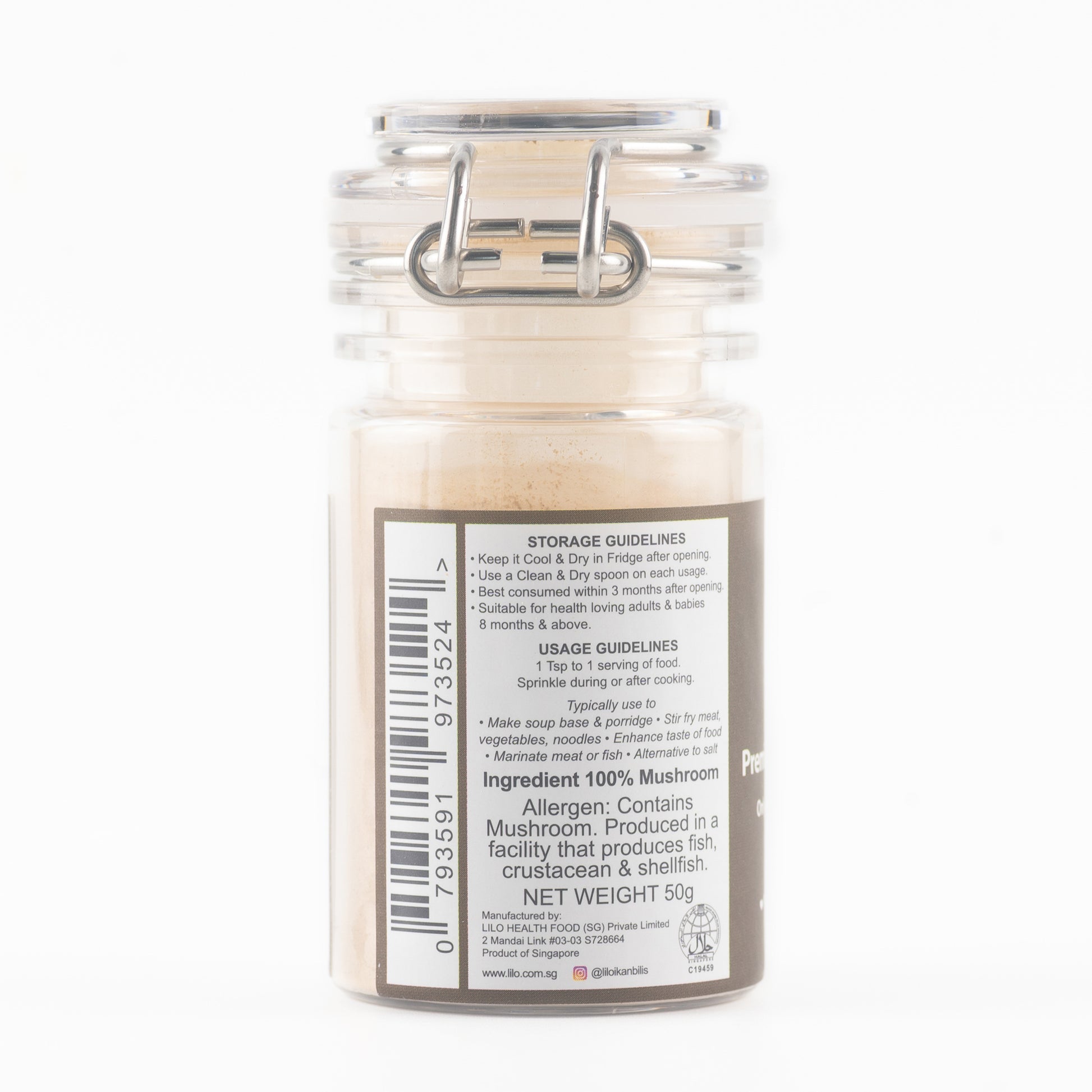 Mushroom Powder Bottle 50grams - Lilo Premium Series - Lilo Premium Ikan Bilis Powder